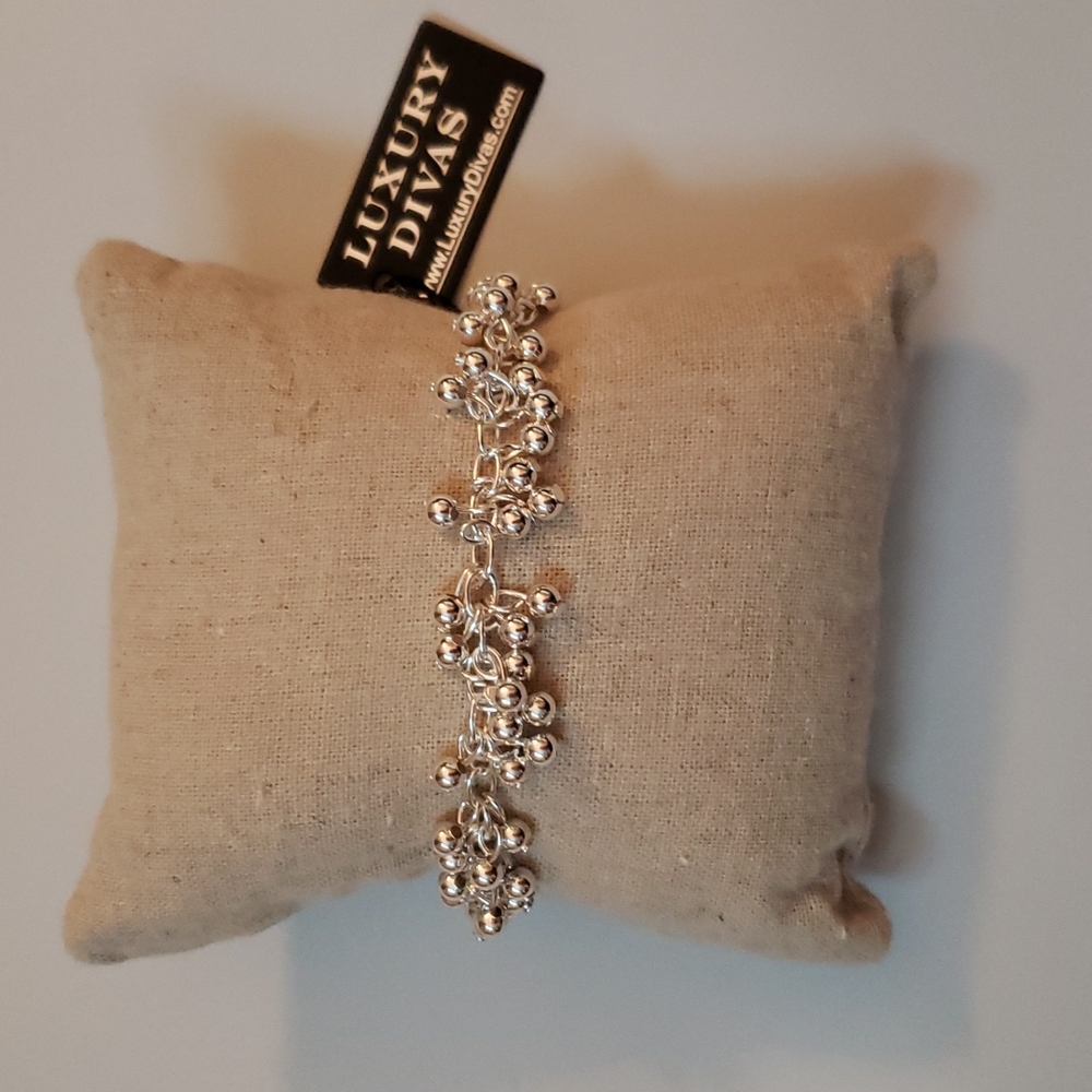 Sterling silver plated small beads dangle bracelet NWT